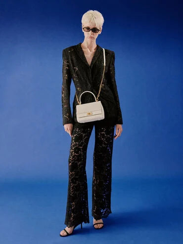 CHARLES & KEITH Lennie Chain-Strap Top Handle Bag_Cream