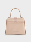 Satin Crystal-Buckle Belted Top Handle Bag_Sunset Nude