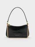 Elspeth Croc-Effect Chain-Link Shoulder Bag _Black Croco