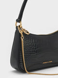 Elspeth Croc-Effect Chain-Link Shoulder Bag _Black Croco