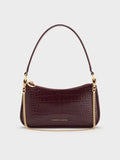 Elspeth Croc-Effect Chain-Link Shoulder Bag _Maroon Red Croco