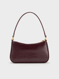 Elspeth Croc-Effect Chain-Link Shoulder Bag _Maroon Red Croco