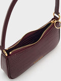 Elspeth Croc-Effect Chain-Link Shoulder Bag _Maroon Red Croco