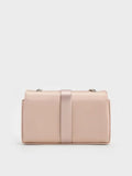 Satin Crystal-Buckle Belted Chain-Handle Bag_Sunset Nude