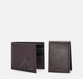 PEDRO Embossed Leather Bi-Fold Wallet-Dark brown