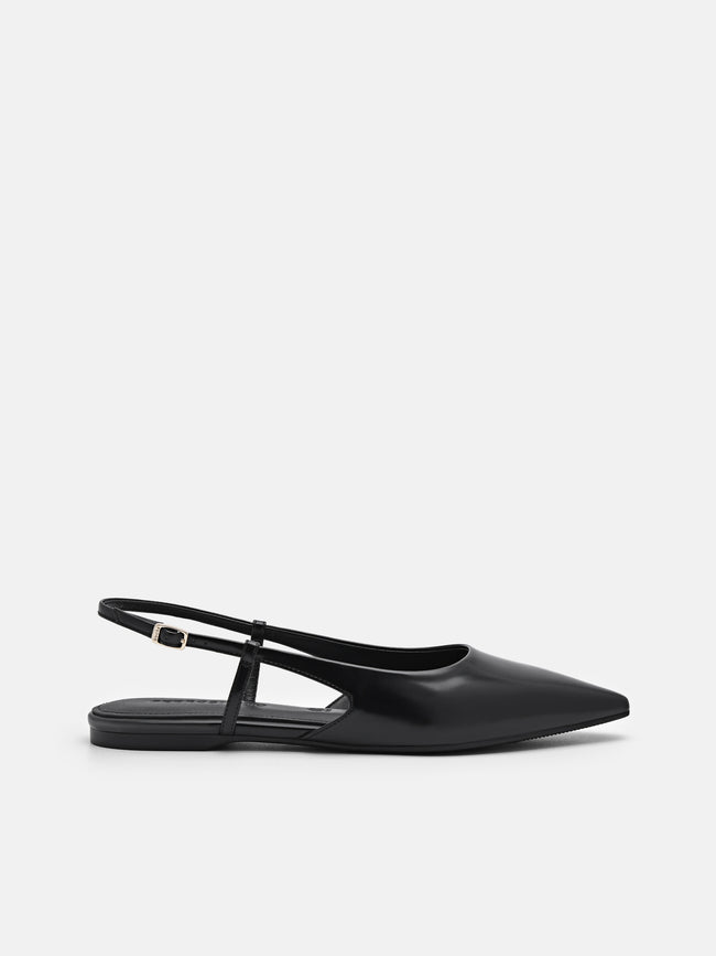 PEDRO Studio Loral Leather Slingback Flats - Black