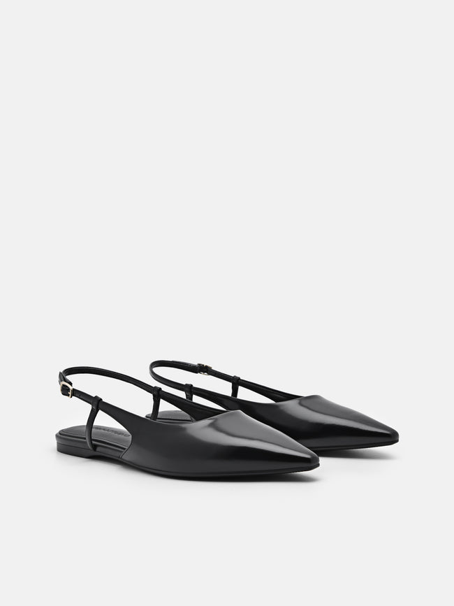 PEDRO Studio Loral Leather Slingback Flats - Black