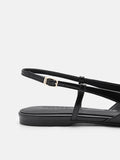 PEDRO Studio Loral Leather Slingback Flats - Black