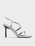 Strappy Crossover Trapeze-Heel Sandals_Silver