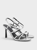 Strappy Crossover Trapeze-Heel Sandals_Silver