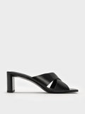 Georgina Crossover-Strap Blade-Heel Mules_Black Box