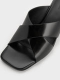 Georgina Crossover-Strap Blade-Heel Mules_Black Box