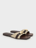 Lando Canvas Metallic-Accent Belted Slide Sandals_Multi