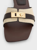 Lando Canvas Metallic-Accent Belted Slide Sandals_Multi