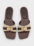Lando Canvas Metallic-Accent Belted Slide Sandals_Multi