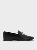 Metallic Knot-Bar Loafers_Black