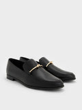 Metallic Knot-Bar Loafers_Black