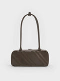 Zeya Recycled Suede Striped Shoulder Bag_Dark Moss