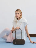 Zeya Recycled Suede Striped Shoulder Bag_Dark Moss