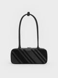 Zeya Recycled Suede Striped Shoulder Bag_Noir