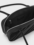 Zeya Recycled Suede Striped Shoulder Bag_Noir