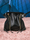 CHARLES & KEITH Women Arya Braided-Chain Tote Bag -Black