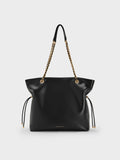 CHARLES & KEITH Women Arya Braided-Chain Tote Bag -Black