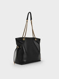CHARLES & KEITH Women Arya Braided-Chain Tote Bag -Black