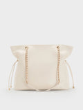 CHARLES & KEITH Women Arya Braided-Chain Tote Bag -Cream