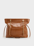 CHARLES & KEITH Women Arya Braided-Chain Tote Bag -Distressed Tan