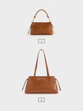 CHARLES & KEITH Women Noane Elongated-Handle Shoulder Bag -Distressed Tan