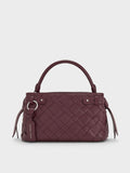 Ivette Woven Top Handle Bag_Wineberry Red