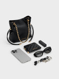 CHARLES & KEITH Women Arya Braided-Chain Crossbody Bag -Black