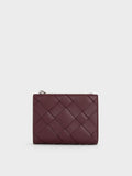Ivette Woven Top-Zip Small Wallet_Wineberry Red