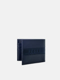 PEDRO Striped Leather Bi-Fold Wallet with Insert- Navy