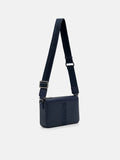 PEDRO Embossed Leather Pouch- Navy