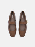 PEDRO Lottie Leather Ballerina Flats- Brown