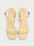 Strappy Trapeze-Heel Sandals_Yellow