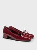 CHARLES & KEITH Women Barbara Patent Pearl-Bow Ballet Pumps -Red