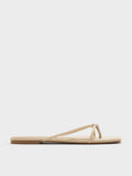 Metallic-Charm Strappy Thong Sandals_Beige