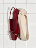 CHARLES & KEITH Women Barbara Patent Pearl-Bow Slingback Flats_Red