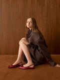 CHARLES & KEITH Women Barbara Patent Pearl-Bow Slingback Flats_Red