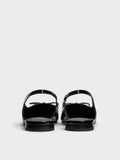 CHARLES & KEITH Women Barbara Patent Pearl-Bow Slingback Flats_Black Patent