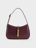 CHARLES & KEITH Women Cesia Metallic-Accent Shoulder Bag_Wineberry Red