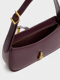 CHARLES & KEITH Women Cesia Metallic-Accent Shoulder Bag_Wineberry Red