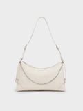 CHARLES & KEITH Women Antonella Chain-Strap Side-Buckle Shoulder Bag_Cream