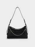 CHARLES & KEITH Women Antonella Chain-Strap Side-Buckle Shoulder Bag_Noir