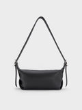 CHARLES & KEITH Women Larsen Buckle-Strap Slouchy Shoulder Bag_Noir