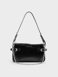CHARLES & KEITH Women Antonella Chain-Strap Side-Buckle Crossbody Bag_Noir