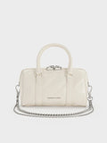 Philomena Panelled Chain-Handle Bowling Bag_Cream